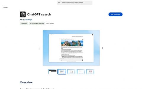 ChatGPT Search推出了一个Chrome浏览器插件