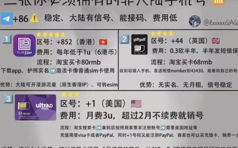 三张你必须拥有的非大陆手机号